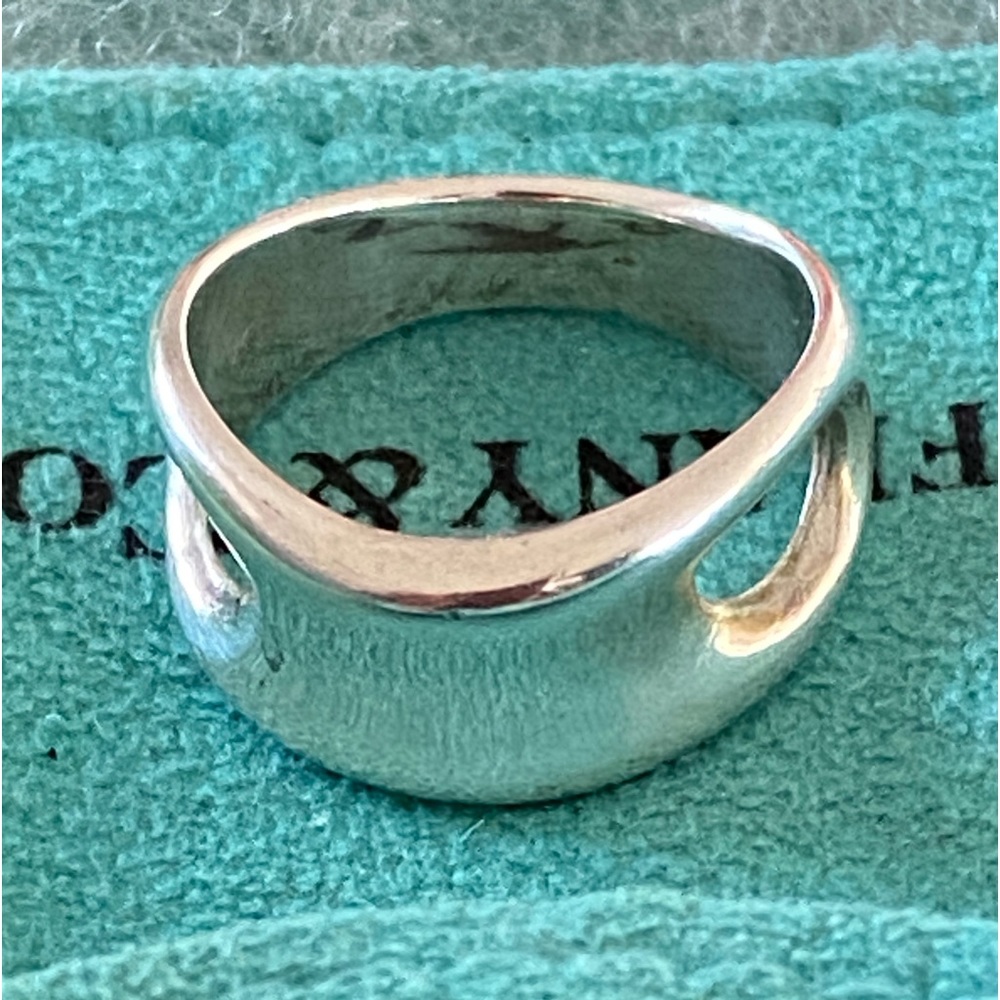 Tiffany & Co Elsa Peretti Italy 925 Sterling Silver Open Side Ring Size 6